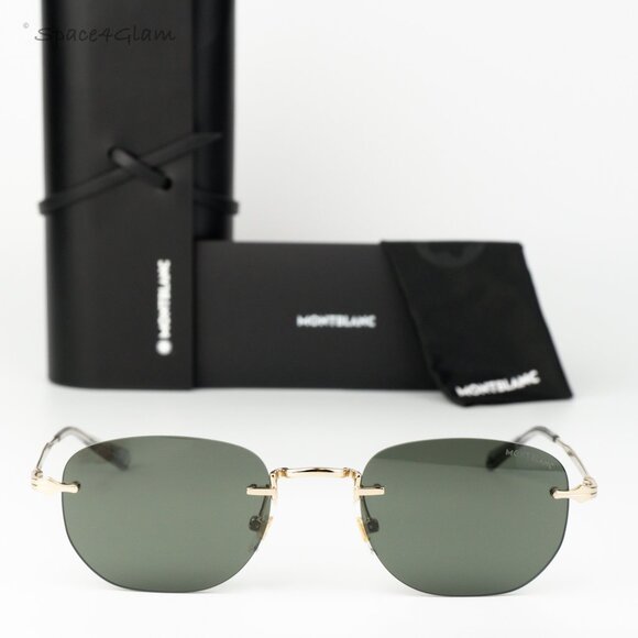 Montblanc Men Sunglasses Gold Grey Square Rimless MB0303S  display picture 3